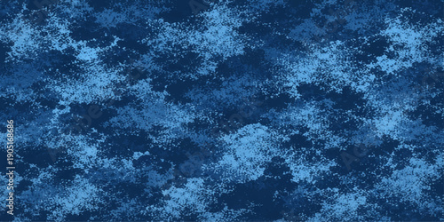 A vibrant blue abstract background features a rhythmic pattern of flowing lines and light textures reminiscent of a stormy winter cloudscape or a sunlit summer sky