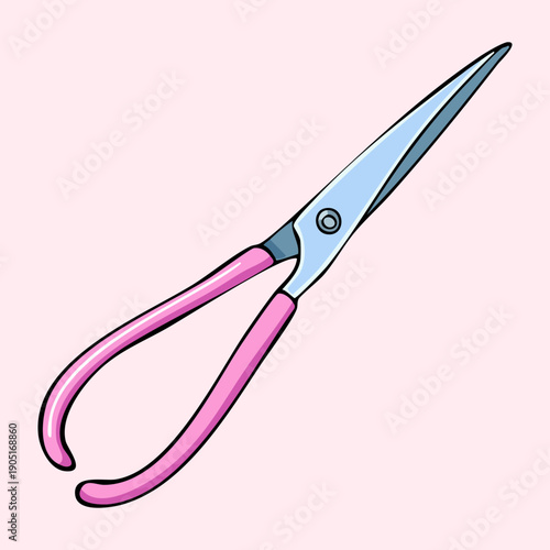 Sharp pink sewing scissors for craft workshop tailor shop and handmade fashion design project Graphic Asset