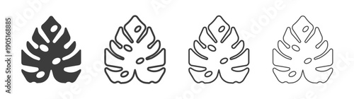 Monstera deliciosa plant leaf icon. flat stroke linear simple trend modern logotype design