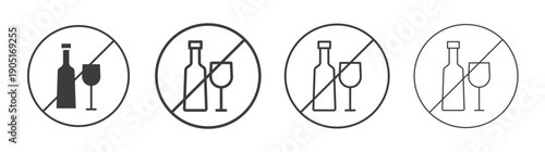 No alcohol signs. flat stroke linear simple trend modern logotype design