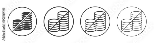 No cash signs. flat stroke linear simple trend modern logotype design