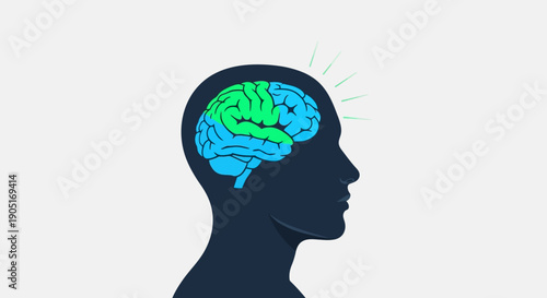 Vector illustration of a human head with a brain highlighting inflammation for World Encephalitis Day, supporting early diagnosis and global awareness.