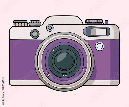 Professional purple camera for photography studio and creative media project Graphic Asset