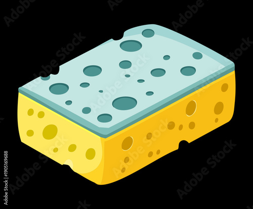 Scrubber sponge on dark background for professional industrial cleaning service Graphic Asset