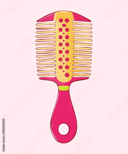 Pink round hairbrush for professional salon styling and hair care grooming Graphic Asset