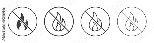 No fire signs. flat stroke linear simple trend modern logotype design