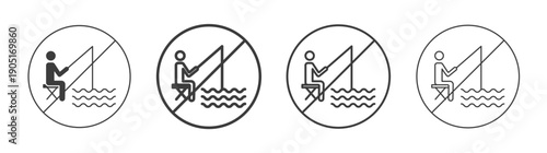 No fishing signs. flat stroke linear simple trend modern logotype design