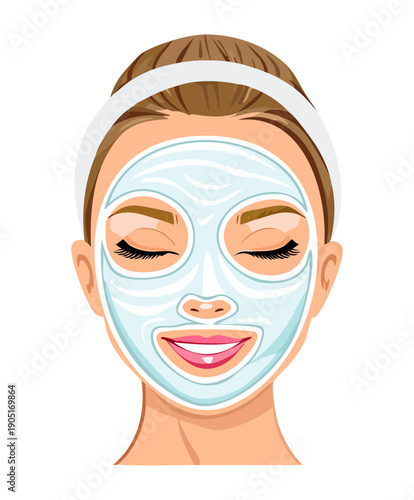 Facial skincare treatment with mask for beauty salon and spa marketing Graphic Asset