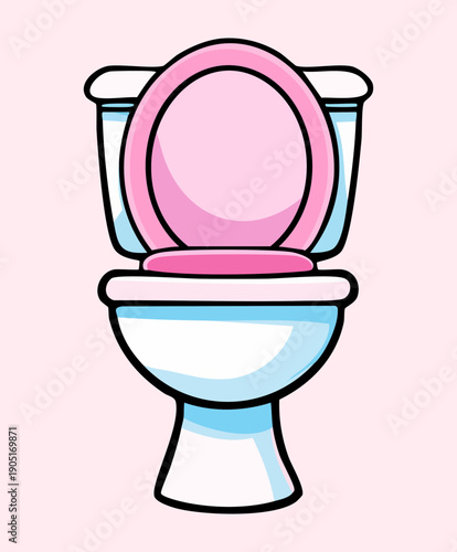 Toilet bowl with pink lid for feminine bathroom decor and sanitation Graphic Asset