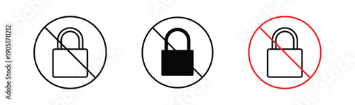 No lock signs. flat stroke linear simple trend modern logotype design