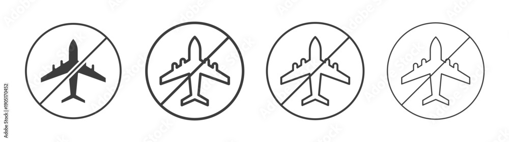 Fototapeta premium No plane signs. flat stroke linear simple trend modern logotype design