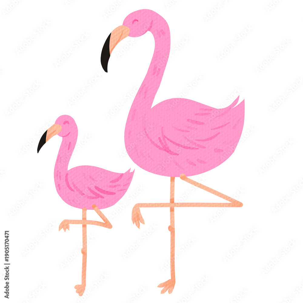 Fototapeta premium Flamingo with kid illustration
