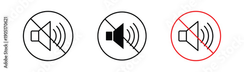 No sound signs. flat stroke linear simple trend modern logotype design