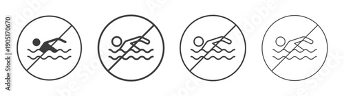 No swimming signs. flat stroke linear simple trend modern logotype design