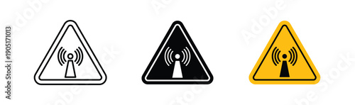 Non ionizing radiation hazard signs. flat stroke linear simple trend modern logotype design