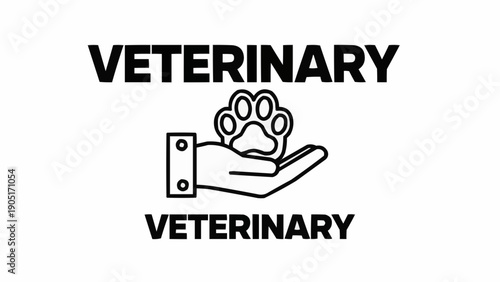 Veterinary logo with hand holding paw print symbol.