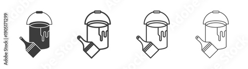 Paint bucket and paint brush icon. flat stroke linear simple trend modern logotype design