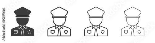 Police icon. flat stroke linear simple trend modern logotype design