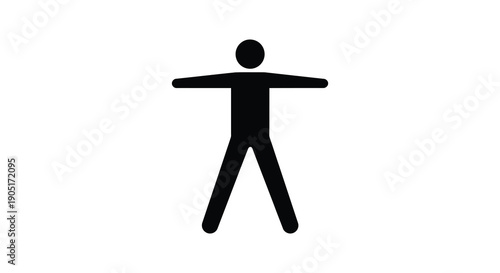 A simple black silhouette depicts a person with arms outstretched representing movement or activity high quality professional detailed
