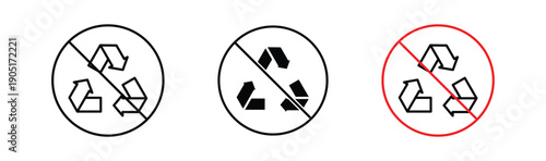 Recycle prohibition signs. flat stroke linear simple trend modern logotype design