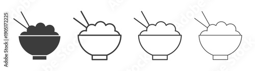 Rice bowl icon. flat stroke linear simple trend modern logotype design