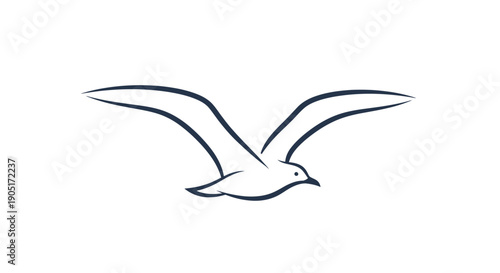 3D render of a flying bird symbol and vector illustration of a dove icon representing peace and freedom with outstretched wings in the sky