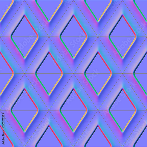 Seamless Abstract Geometric Pattern with Vibrant Normal Map Gradient Colors