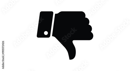 A stark black silhouette depicts a hand giving a thumbs down gesture against a plain white background high quality