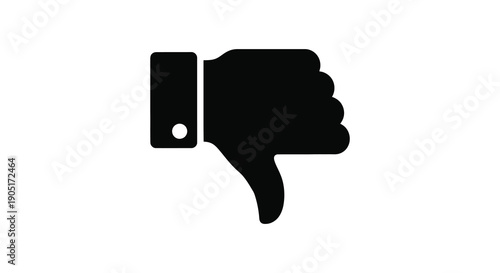 A stark black and white graphic depicts a human hand presenting a clear thumbs down gesture signaling disapproval high quality professional
