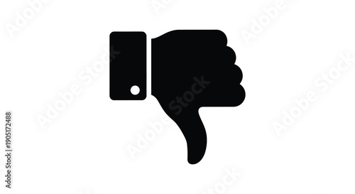 A stark black silhouette showcases a hand giving a thumbs down gesture against a plain white background high quality