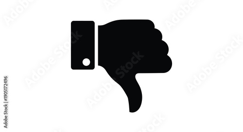 A stark black silhouette depicts a human hand giving a thumbs down gesture conveying disapproval high quality professional detailed