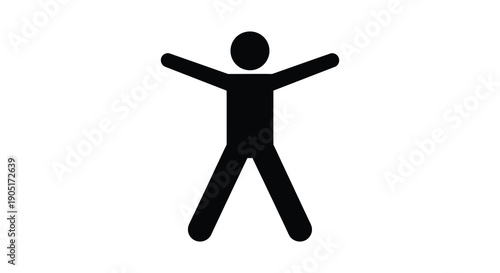 A simple black silhouette of a person with arms outstretched suggesting joy freedom or movement high quality professional