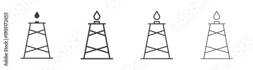 Shale gas rig icon. flat stroke linear simple trend modern logotype design