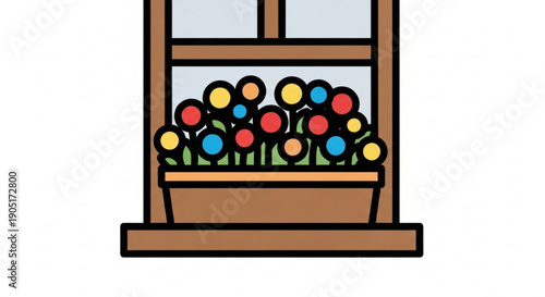 Colorful tulips in wooden window box on brown windowsill vibrant flowers bright decor