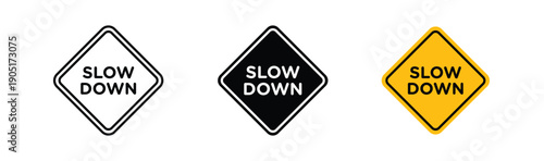 Slow down signs. flat stroke linear simple trend modern logotype design