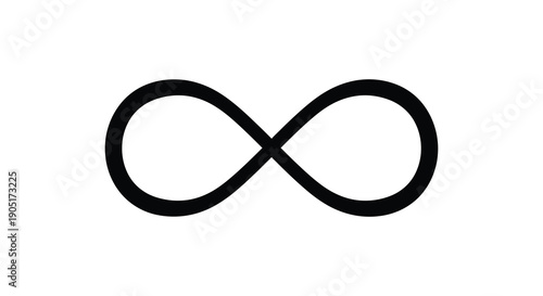 A simple black illustration depicts the mathematical symbol for infinity representing endlessness and continuity high quality professional detailed