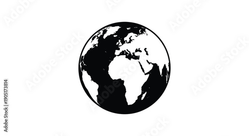 A striking black and white depiction of planet earth showcasing africa and europe isolated on white high quality
