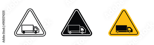 Truck warning signs. flat stroke linear simple trend modern logotype design
