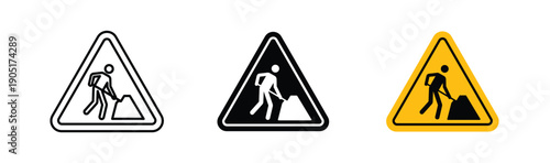 Under construction signs. flat stroke linear simple trend modern logotype design