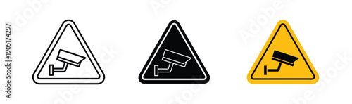 Video surveillance signs. flat stroke linear simple trend modern logotype design