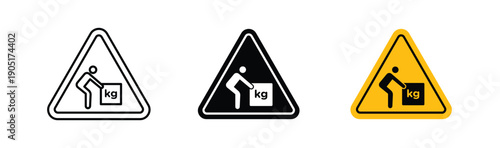Warning heavy object signs. flat stroke linear simple trend modern logotype design