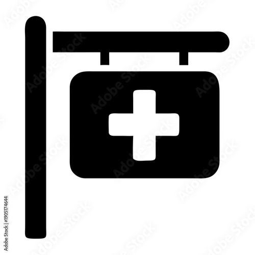 Medical aid sign displayed on a portable barrier for emergency access points