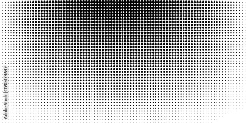 Dotted gradient vector illustration, white and black halftone background, horizontal seamless dotted lines, monochrome dots texture backdrop, retro effect. modern