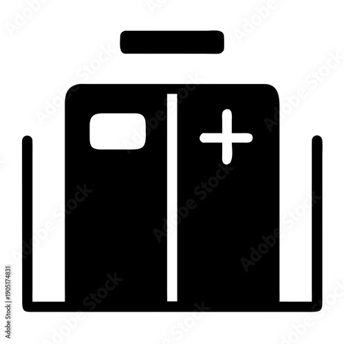 Ambulance vehicle icon with medical cross symbol on its side