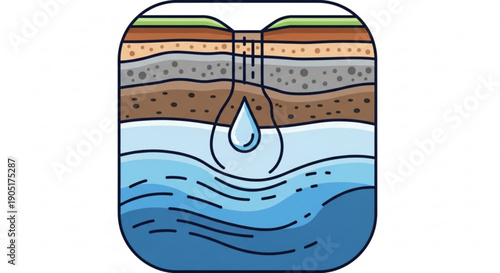 Groundwater flow through layered soil and rock aquifer system with water drop