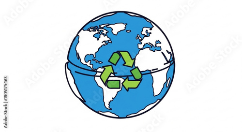 Earth globe with recycling symbol emphasizing global sustainability and environmental conservation
