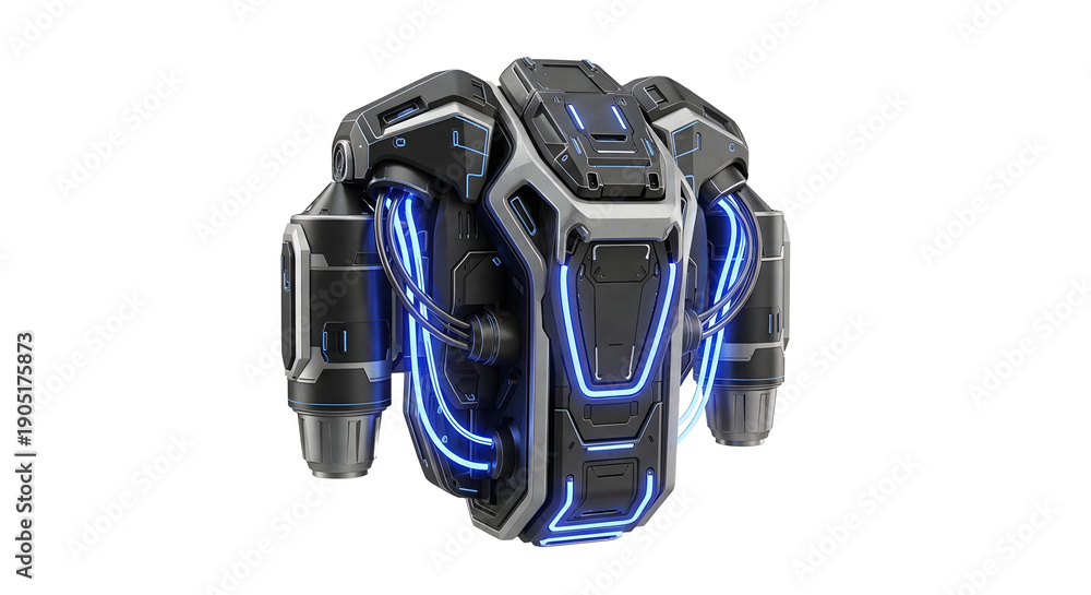 Fototapeta premium Futuristic Jetpack on Isolated Black Background