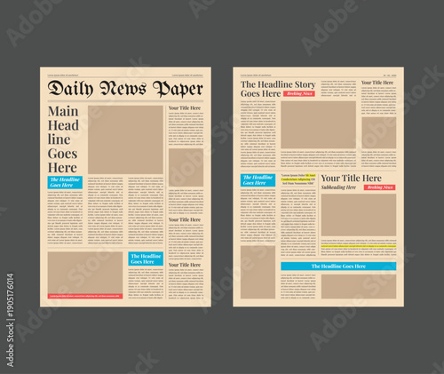 Fotografía The daily newspaper layout, daily advertising, magazine page or generic old news