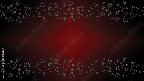 Minimal Hand Drawn Horizontal Heart Frame Border on Red Gradient Background 4k Valentine's Day Wallpaper