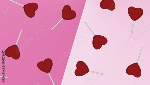 4k Heart Lollipop Pattern Background in Pink Tones Valentines Candy Illustration Wallpaper